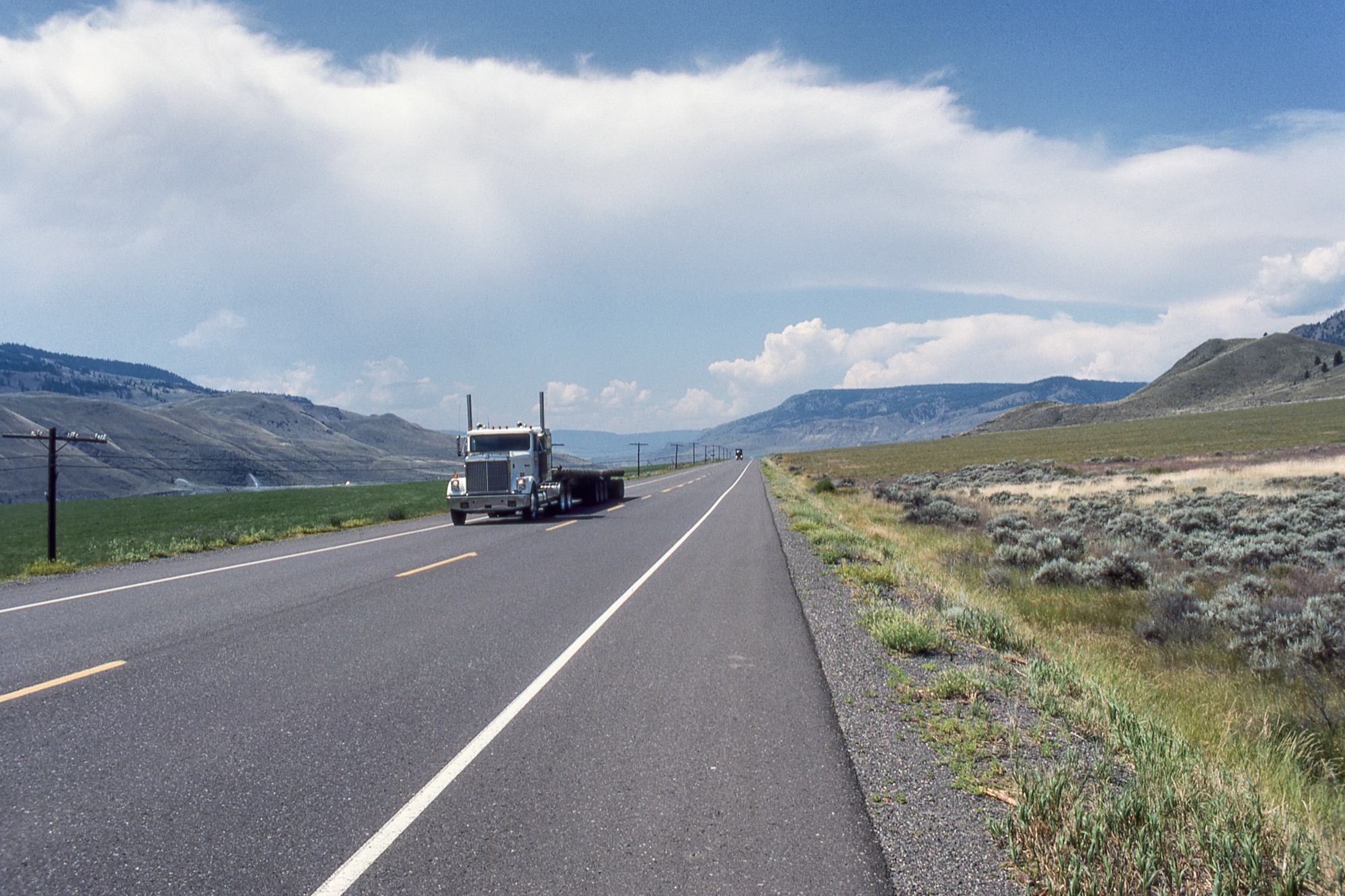 Semi truck on the Trans-Canada Highway through the British Columbia interior